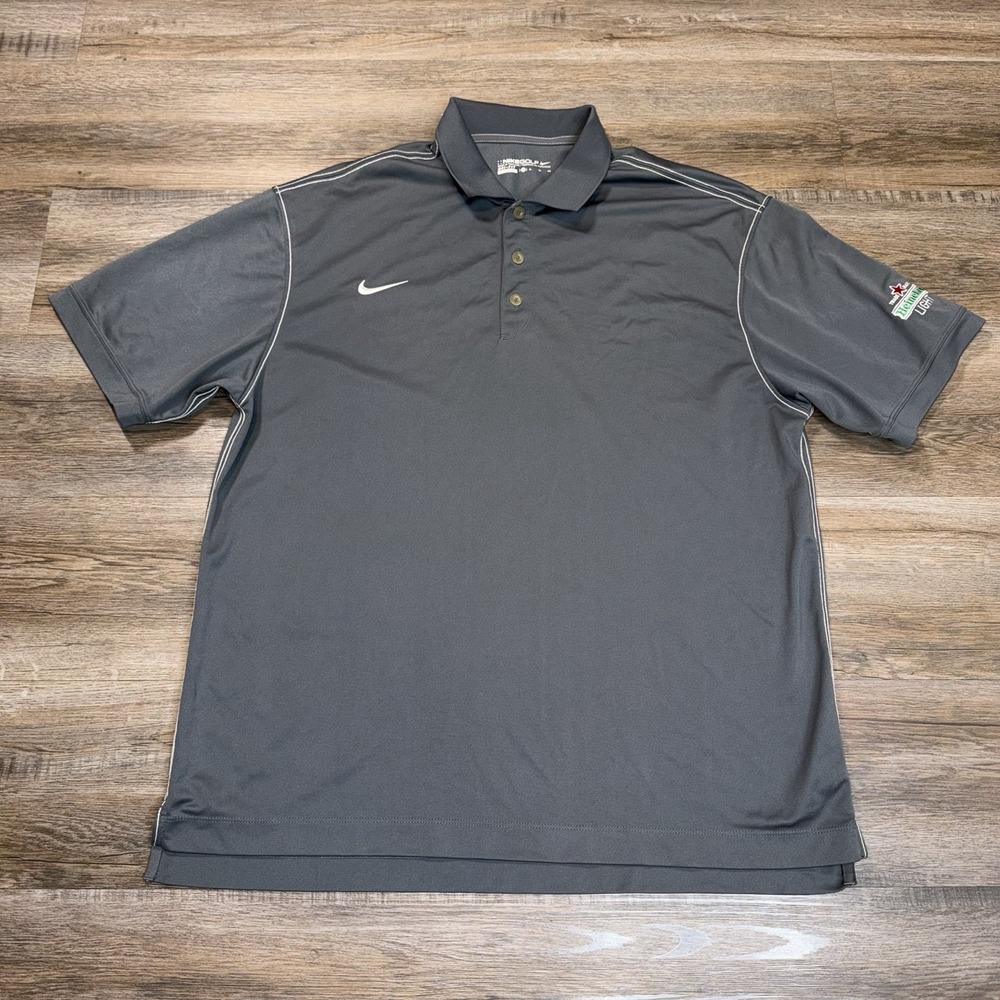Nike Dri-FIT Sport Swoosh Pique Polo Mens XL Gray Short-Sleeve Heineken Logo